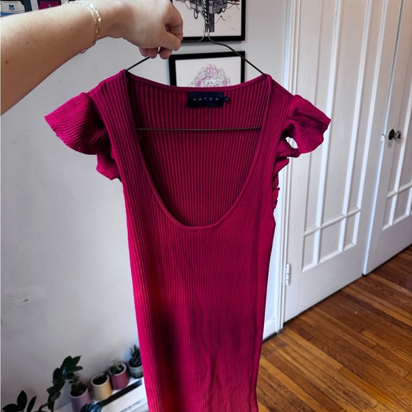 Hatch Chile Red Midi Dress with Ruffle Sleeves - Picture 5 of 7